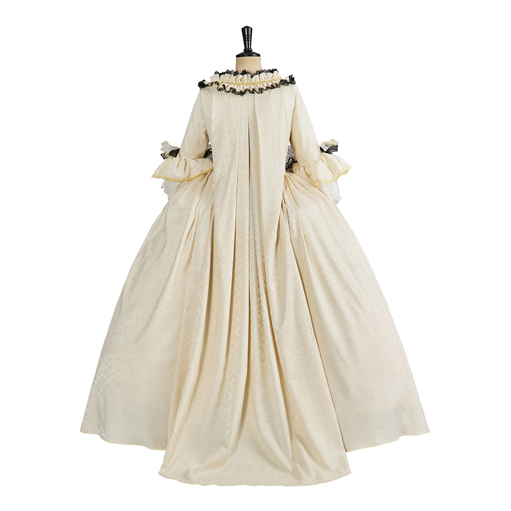 Rococo Inspired Ornate Embroidered Court Gown with Elaborate Trim for Historical Reenactments Renaissance Fairs Themed Balls Cosplay Halloween Christmas