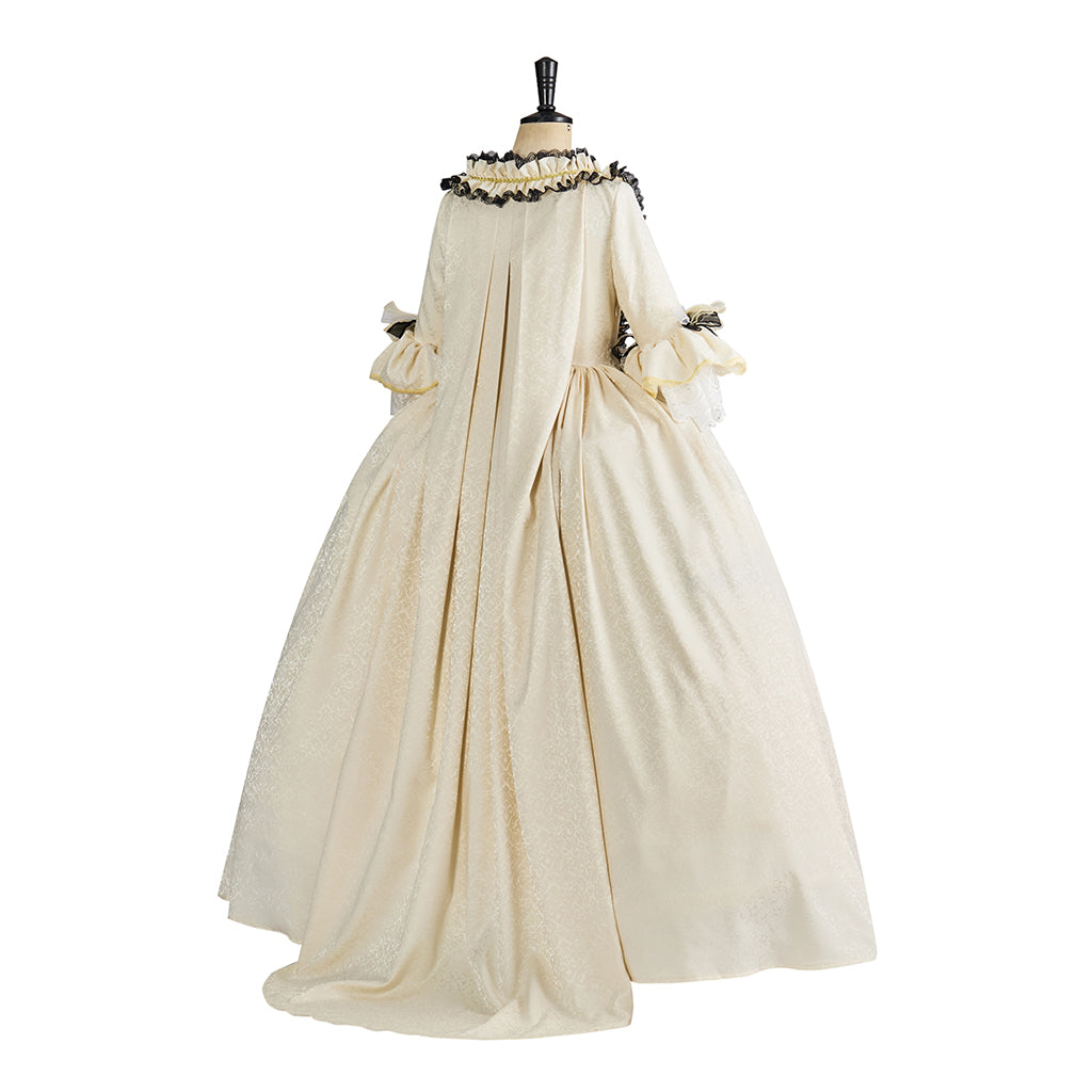 Rococo Inspired Ornate Embroidered Court Gown with Elaborate Trim for Historical Reenactments Renaissance Fairs Themed Balls Cosplay Halloween Christmas