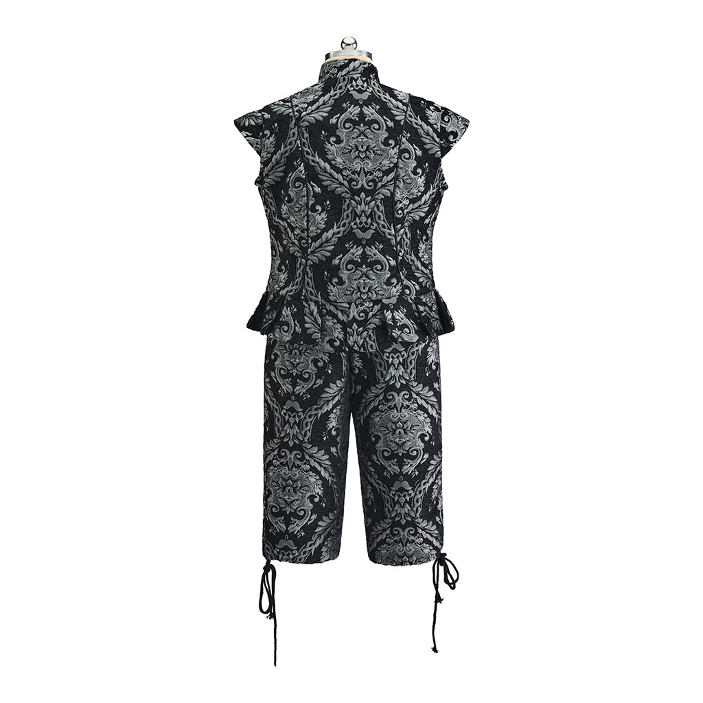 Baroque Inspired Patterned Embroidered Suit with Knee Length Breeches for Historical Reenactments Baroque Themed Gatherings Cosplay Halloween