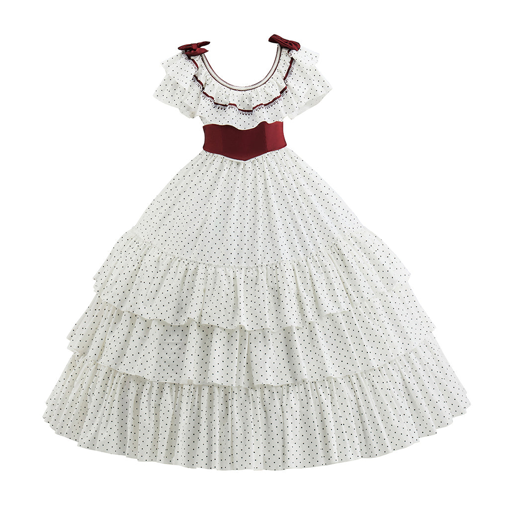 Rococo Inspired Pink Brocade Gown with Layered Skirt for Halloween Christmas Christmas Themed Galas
