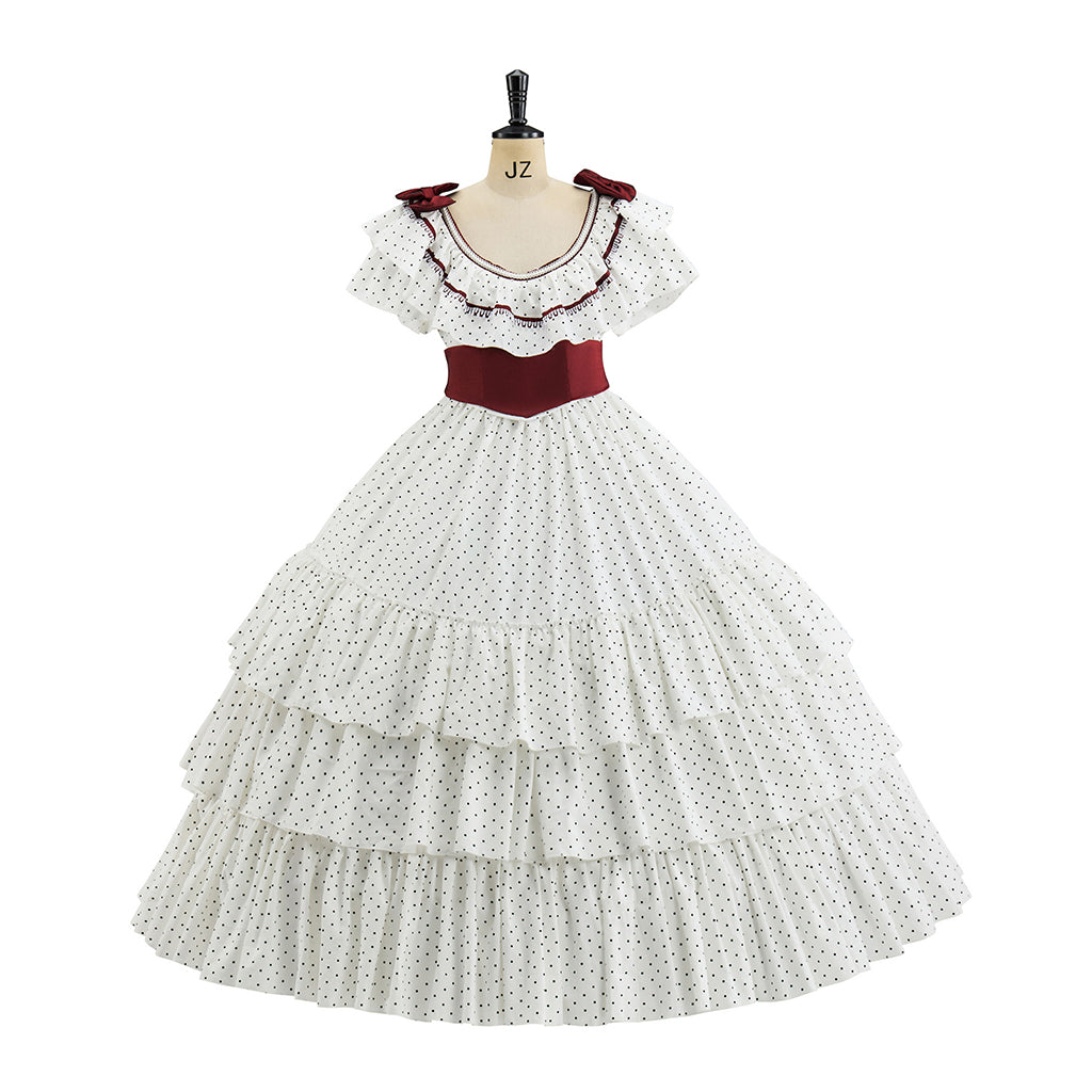 Rococo Inspired Pink Brocade Gown with Layered Skirt for Halloween Christmas Christmas Themed Galas