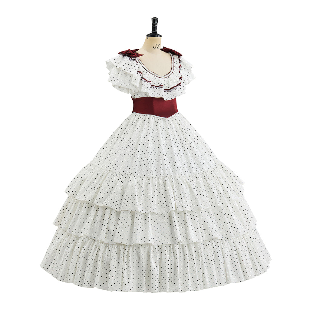 Rococo Inspired Pink Brocade Gown with Layered Skirt for Halloween Christmas Christmas Themed Galas