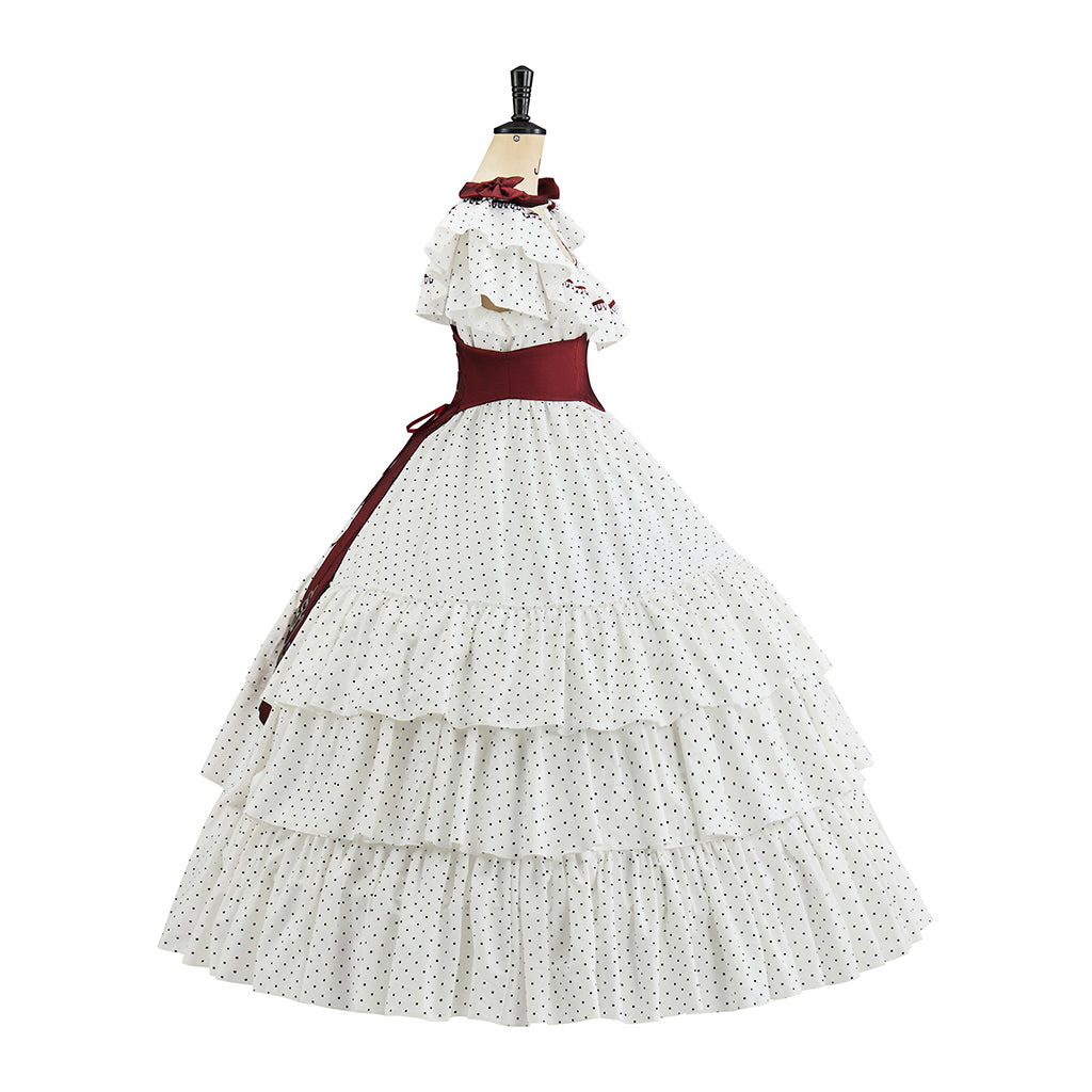 Rococo Inspired Pink Brocade Gown with Layered Skirt for Halloween Christmas Christmas Themed Galas