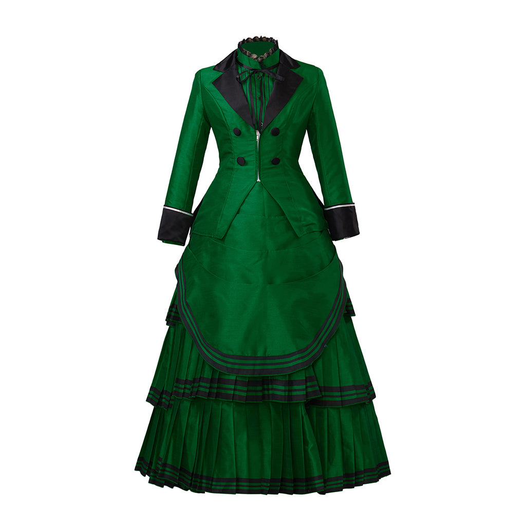 Medieval Style Teal Gown with Black Trim Double Breasted Design for Historical Reenactments Halloween or Christmas
