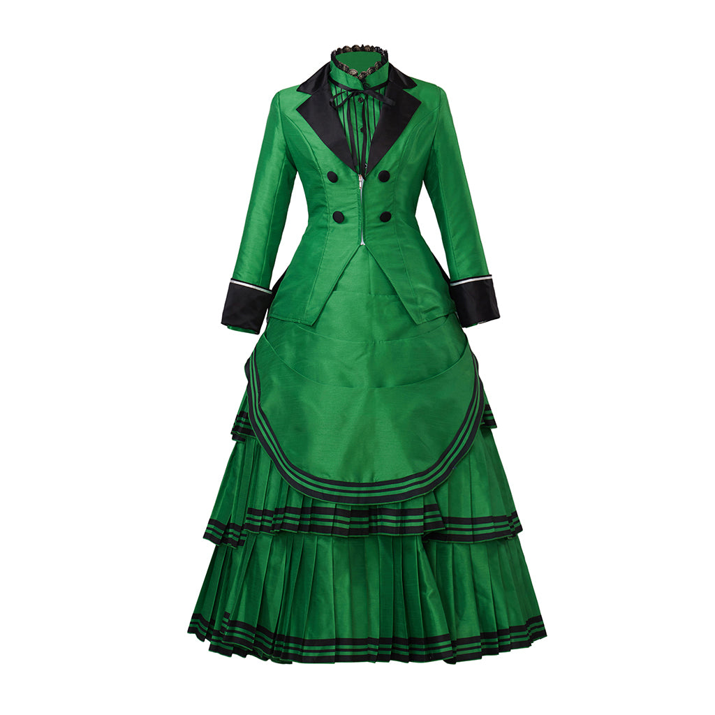 Medieval Style Teal Gown with Black Trim Double Breasted Design for Historical Reenactments Halloween or Christmas