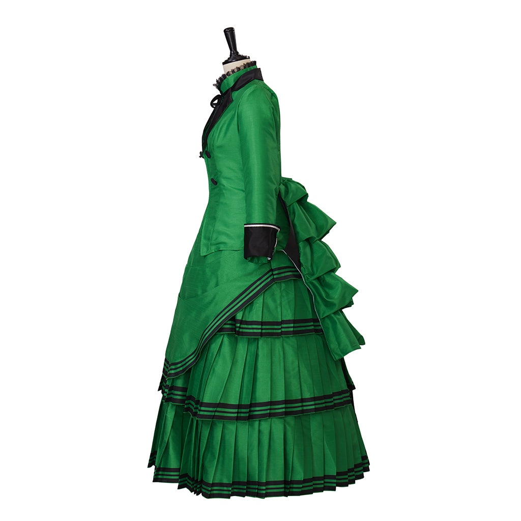 Medieval Style Teal Gown with Black Trim Double Breasted Design for Historical Reenactments Halloween or Christmas