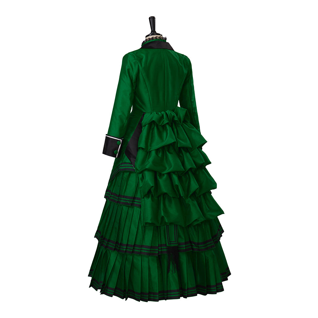 Medieval Style Teal Gown with Black Trim Double Breasted Design for Historical Reenactments Halloween or Christmas