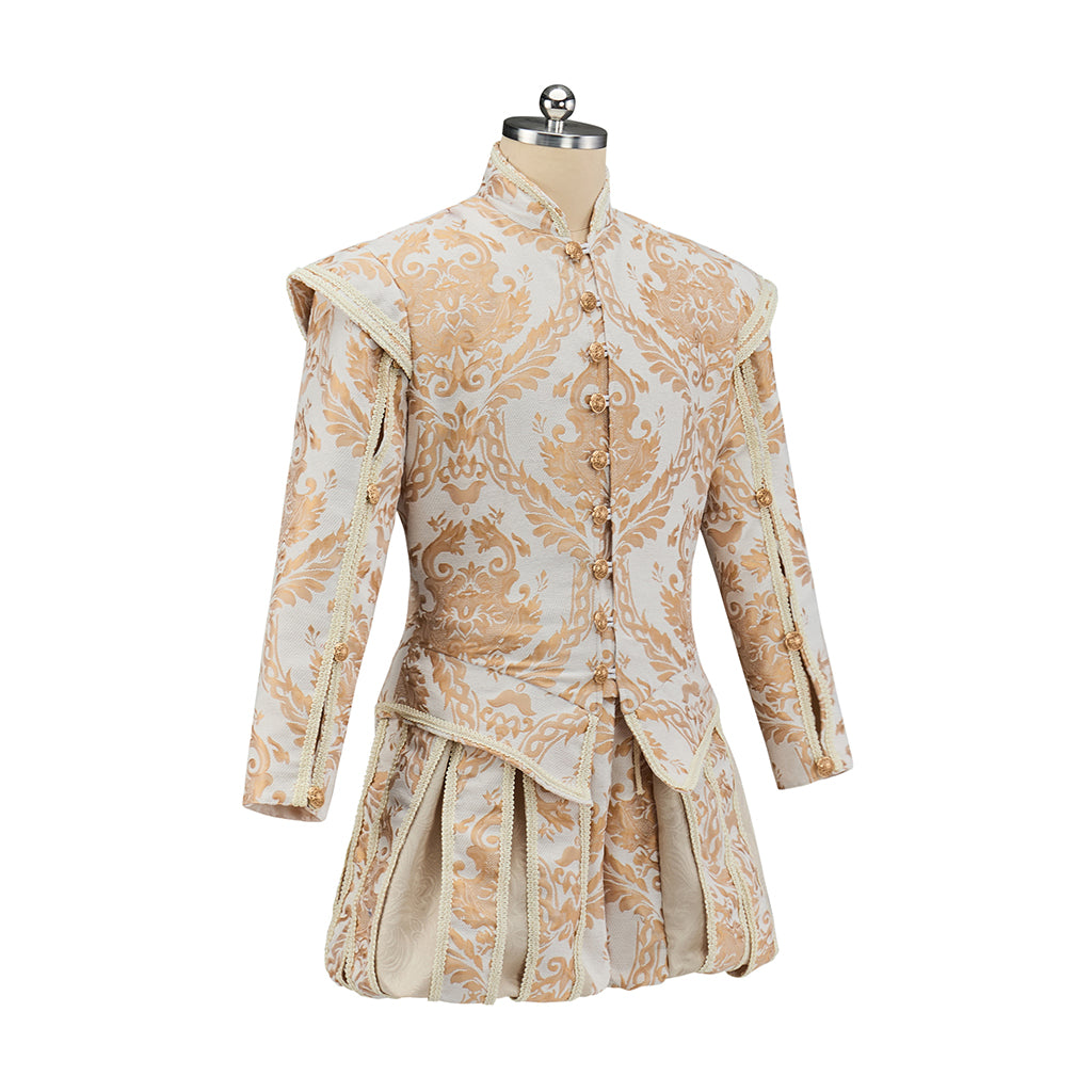 Renaissance Inspired Embroidered Brocade Ensemble for Gothic Themed Gatherings Historical Reenactments Halloween Victorian Era Events