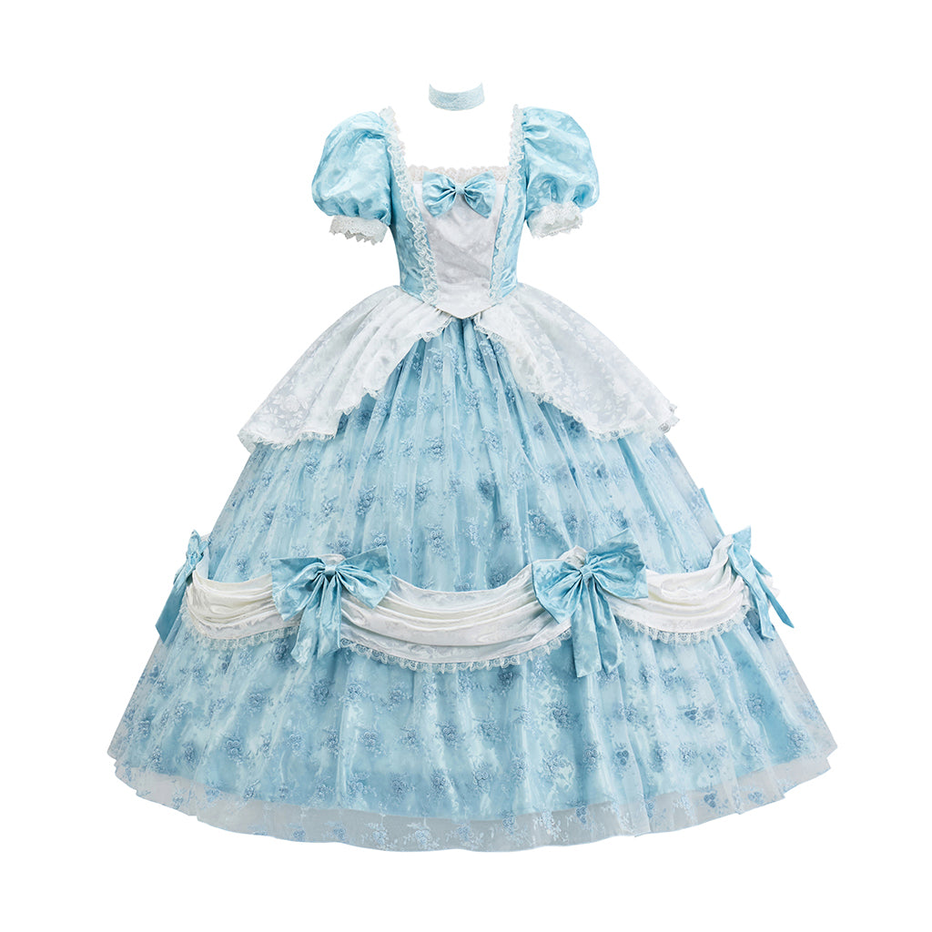 Medieval Style Blue Gown with Layered Skirt for Victorian Themed Gatherings Historical Reenactments Gothic Events Halloween Christmas
