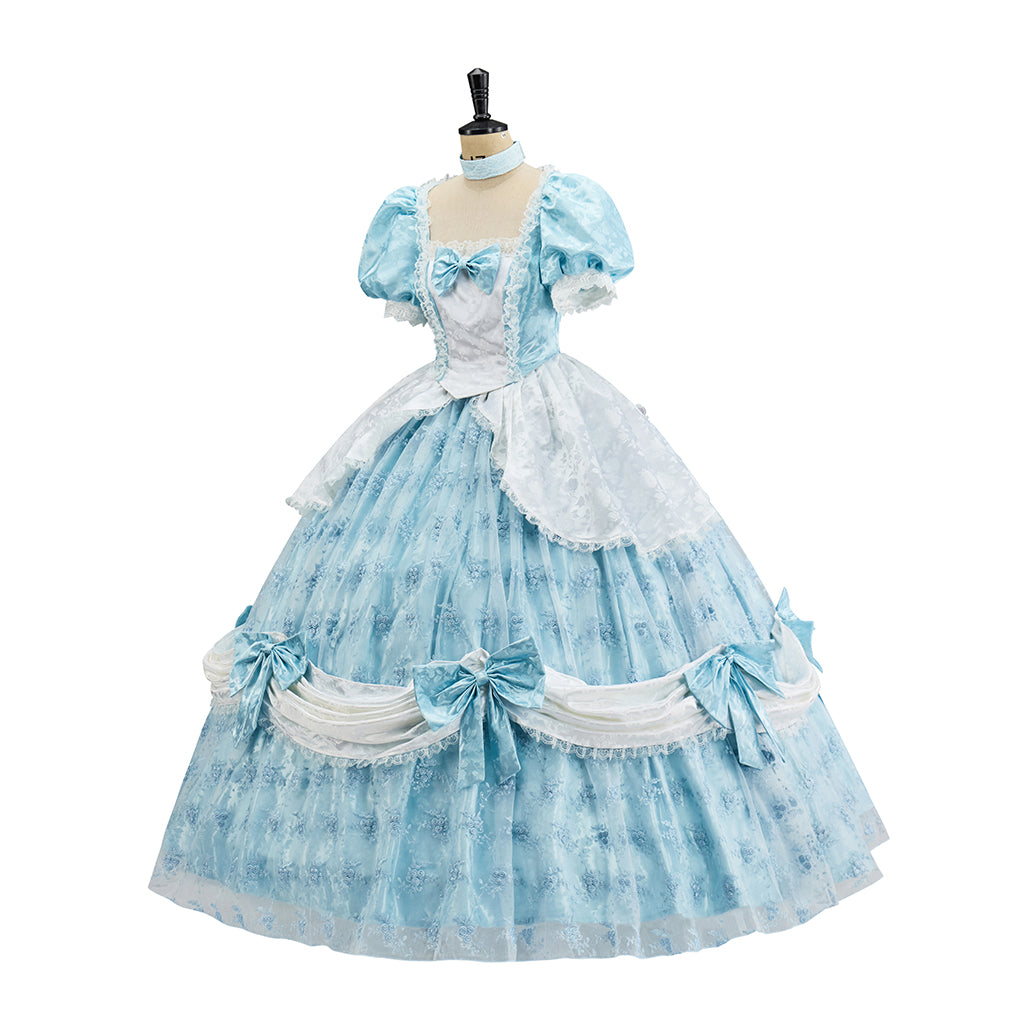 Medieval Style Blue Gown with Layered Skirt for Victorian Themed Gatherings Historical Reenactments Gothic Events Halloween Christmas
