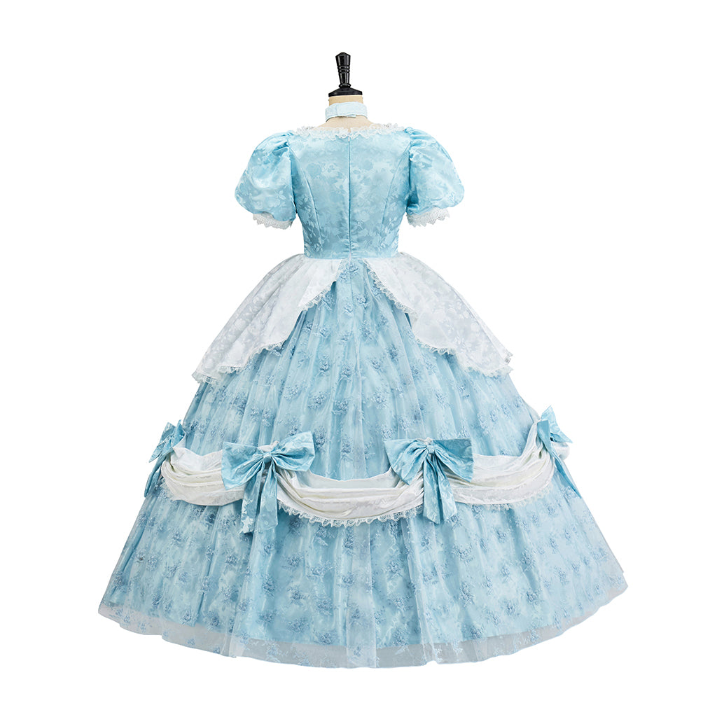 Medieval Style Blue Gown with Layered Skirt for Victorian Themed Gatherings Historical Reenactments Gothic Events Halloween Christmas