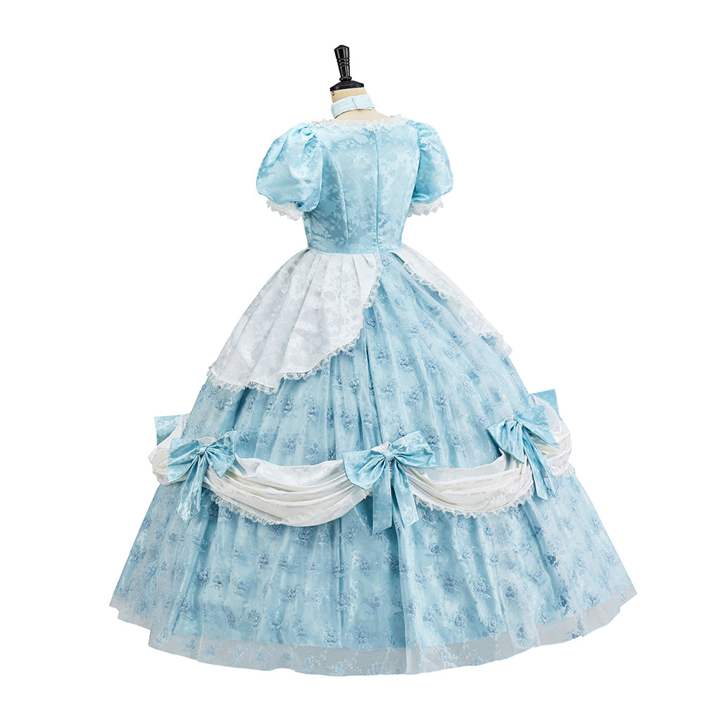 Medieval Style Blue Gown with Layered Skirt for Victorian Themed Gatherings Historical Reenactments Gothic Events Halloween Christmas