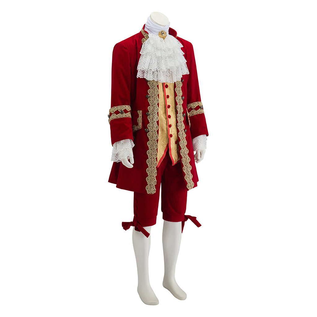 Baroque Style Red Court Suit with Gold Embellishments for Historical Reenactments Halloween Christmas Costumes Cosplay Events