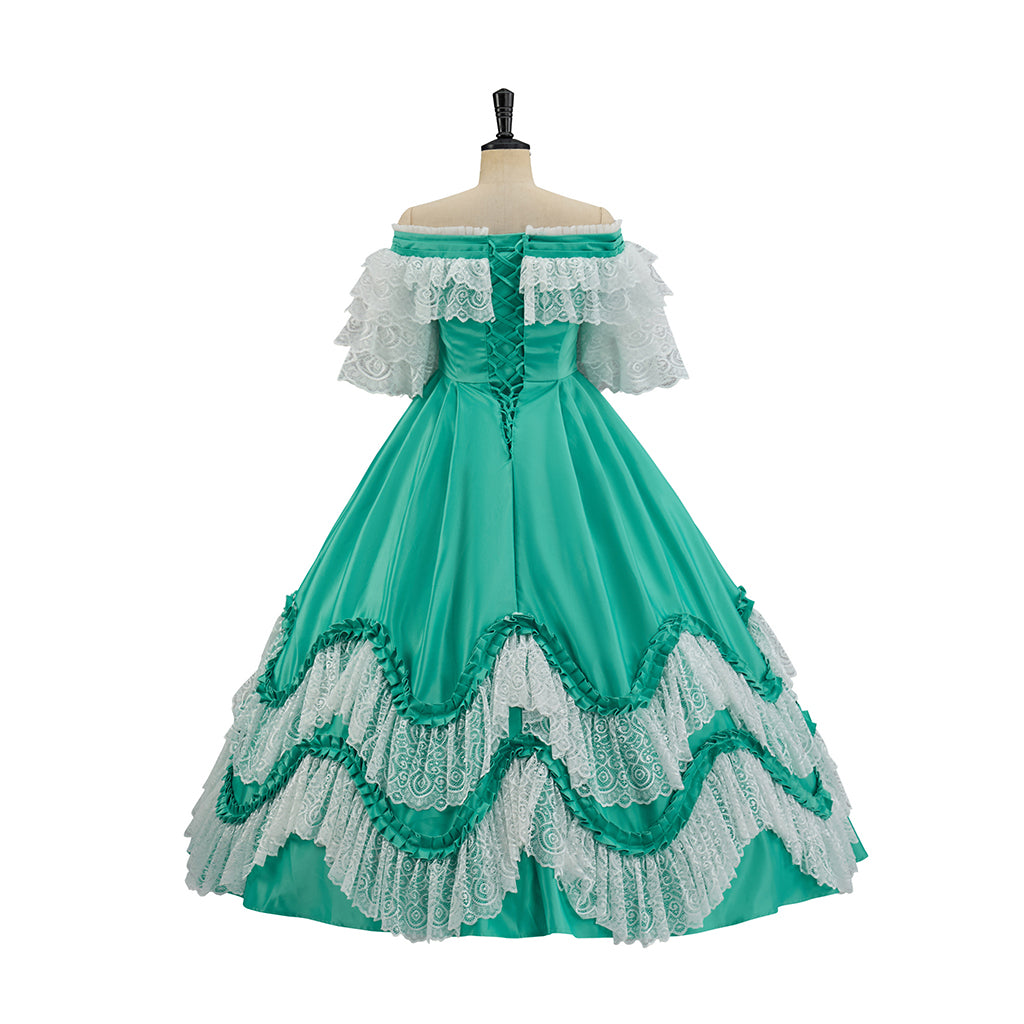 Medieval Off Shoulder Ball Gown in Crimson Historical Reenactments Medieval Dances Halloween Christmas Cosplay Events