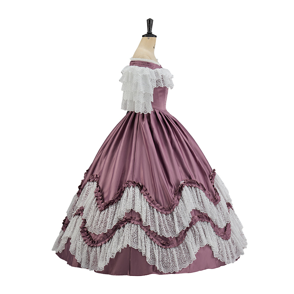 Medieval Off Shoulder Ball Gown in Crimson Historical Reenactments Medieval Dances Halloween Christmas Cosplay Events