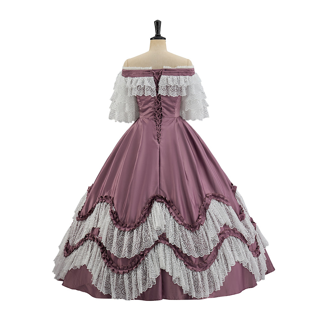 Medieval Off Shoulder Ball Gown in Crimson Historical Reenactments Medieval Dances Halloween Christmas Cosplay Events