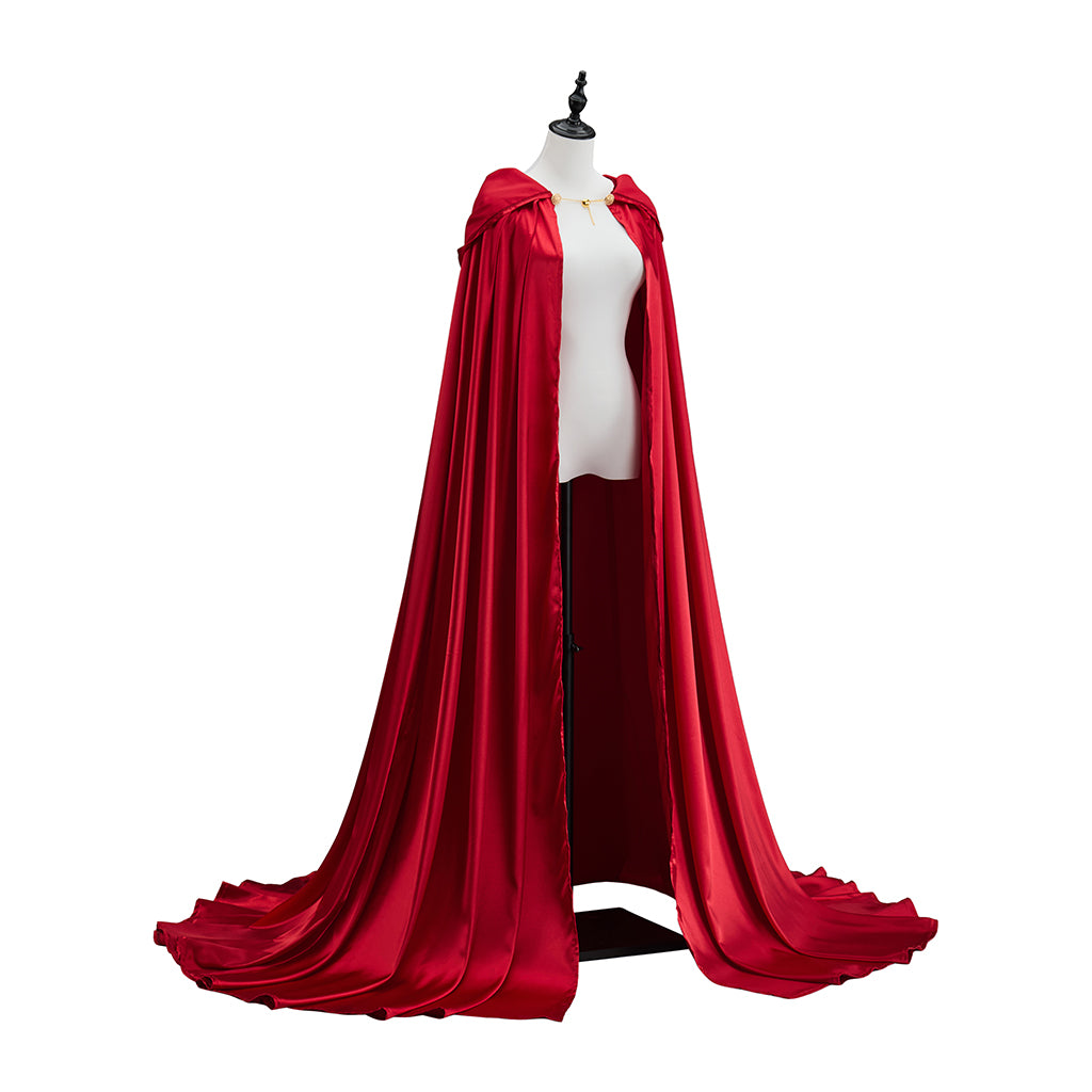 Medieval Red Satin Cloak with Long Train for Historical Reenactments Medieval Themed Gatherings Royal Halloween Christmas Cosplay Events