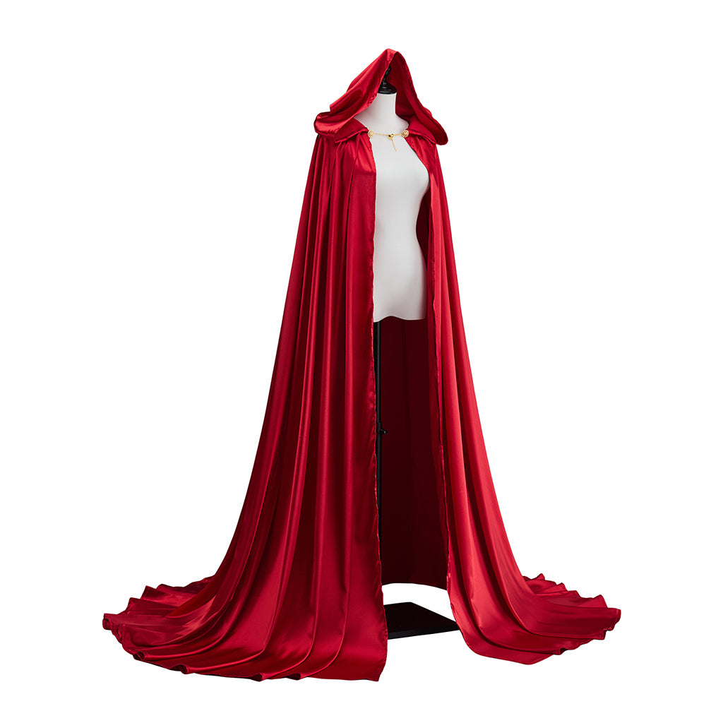 Medieval Red Satin Cloak with Long Train for Historical Reenactments Medieval Themed Gatherings Royal Halloween Christmas Cosplay Events