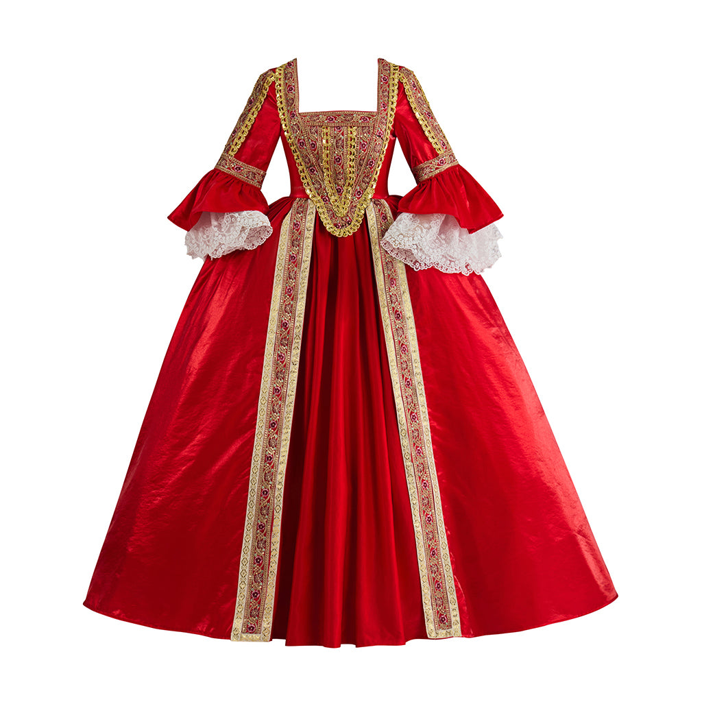 Renaissance Red Gown with Gold Trim for Historical Reenactments Renaissance Themed Gatherings Costume Parties Halloween Christmas