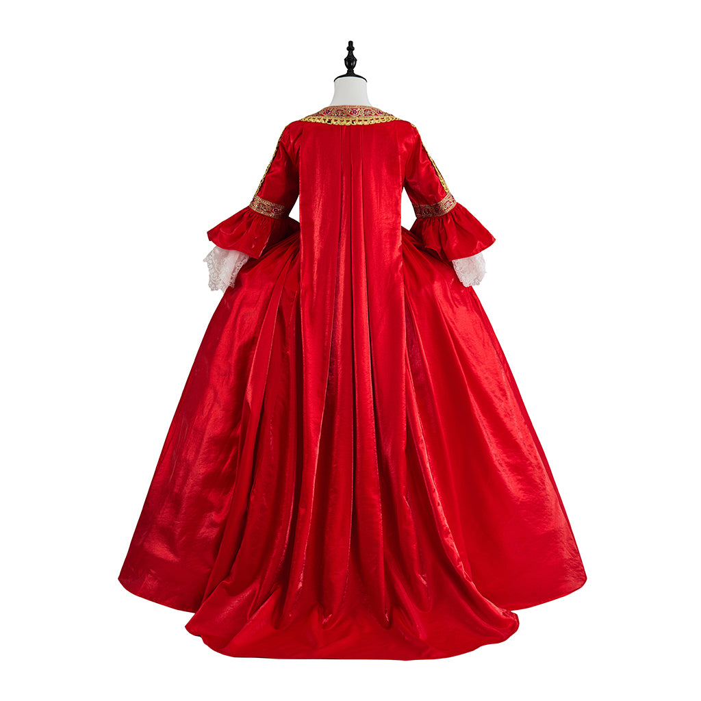Renaissance Red Gown with Gold Trim for Historical Reenactments Renaissance Themed Gatherings Costume Parties Halloween Christmas