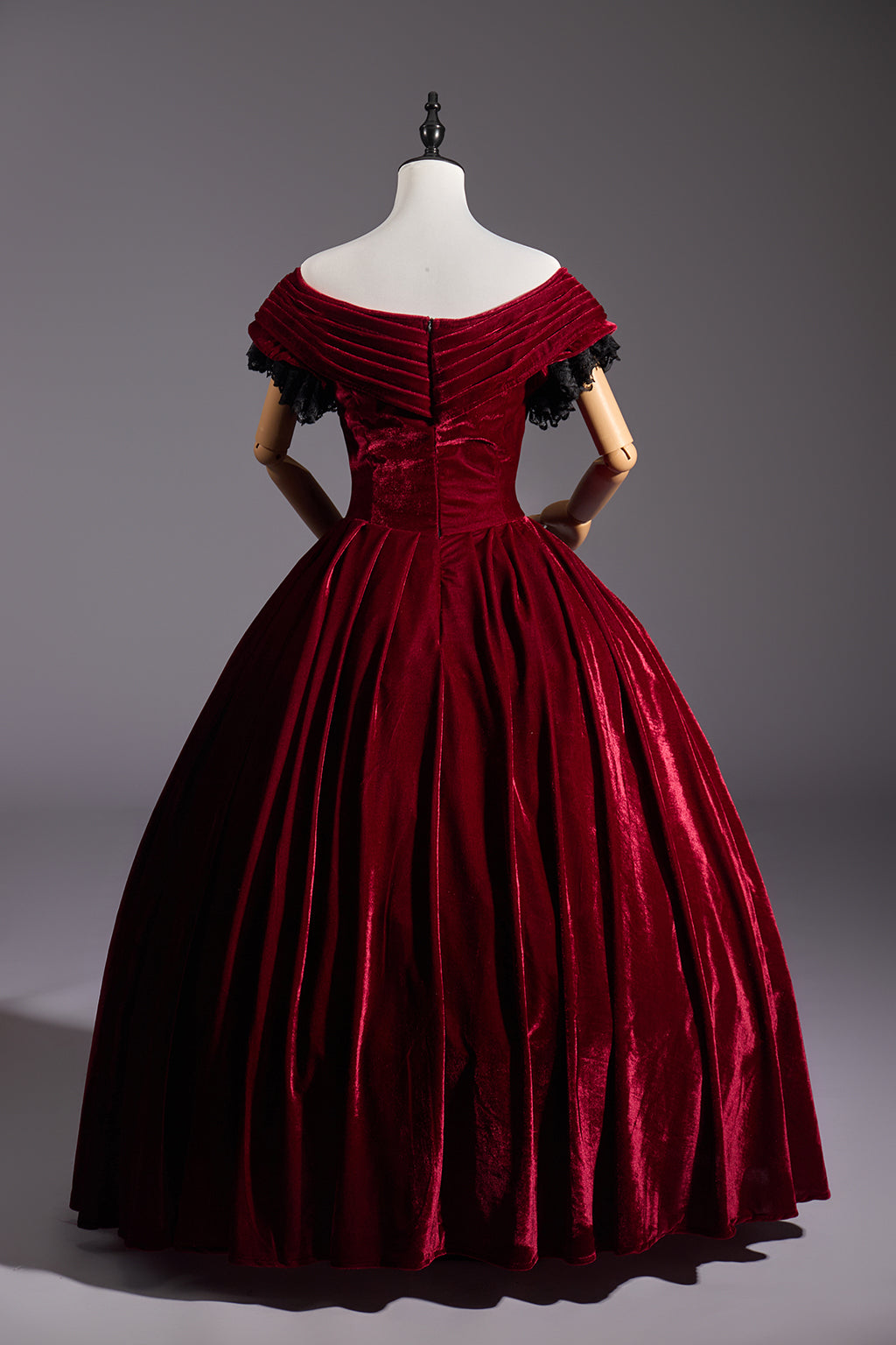 Victorian Crimson Velvet Ball Gown for Historical Reenactments Victorian Themed Gatherings Costume Balls Formal Historical Galas