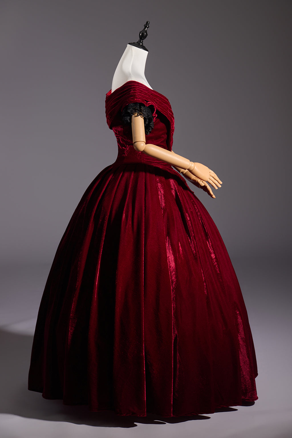 Victorian Crimson Velvet Ball Gown for Historical Reenactments Victorian Themed Gatherings Costume Balls Formal Historical Galas