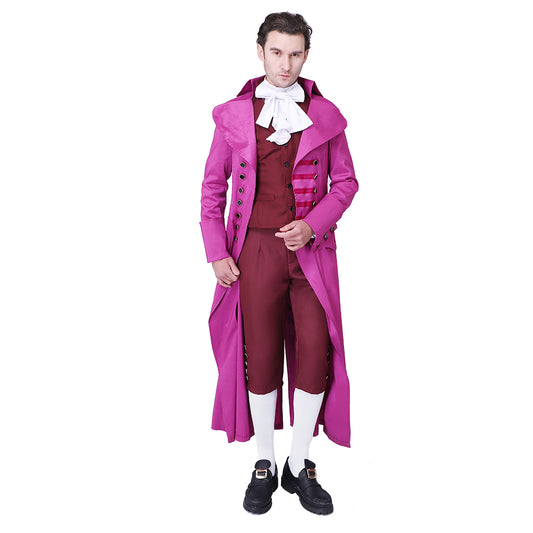 Regency Era Men's Pink Frock Coat Ensemble with Waistcoat and Cravat for Historical Reenactments Cosplay Events or Halloween Christmas or Parties