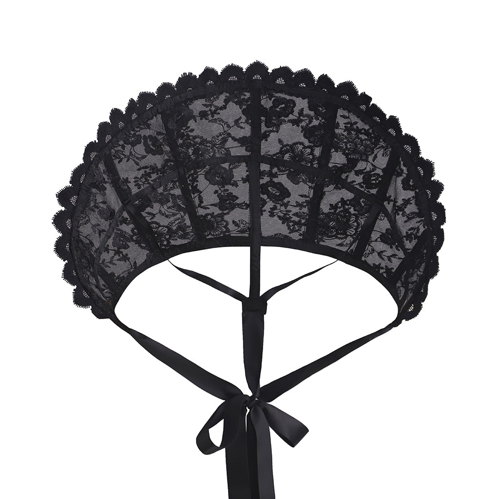 Regency Black Lace Fan - Shaped Neck Collar with Intricate Patterns for Historical Reenactments Regency Themed Halloween Christmas