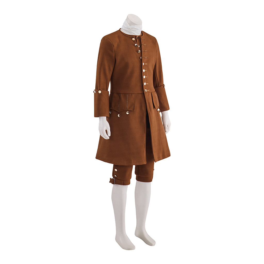 Colonial Brown Frock Coat with Buttoned Front and Tailored Silhouette for Historical Reenactments Colonial Themed Halloween Christmas
