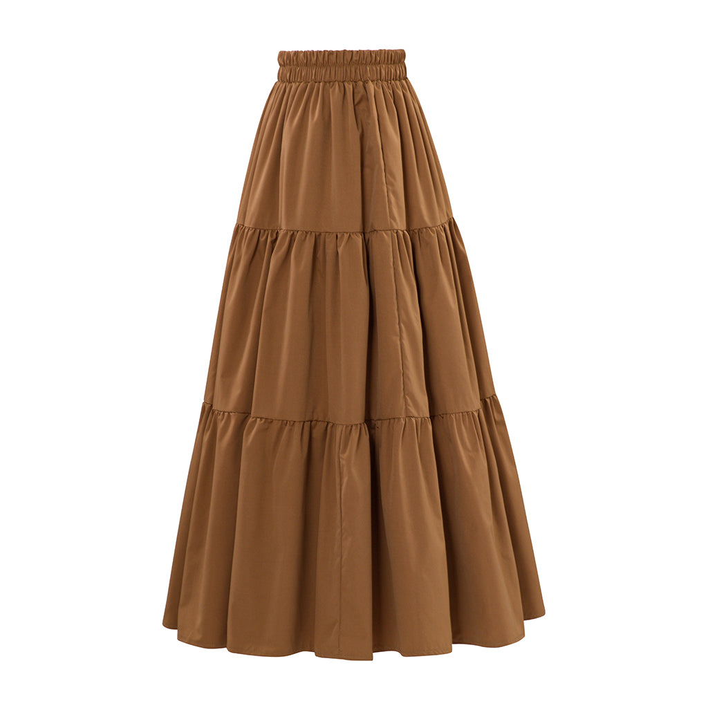 Renaissance Style Brown Long Tiered Skirt for Historical Reenactments Cosplay Events Medieval Themed Gatherings Halloween Christmas