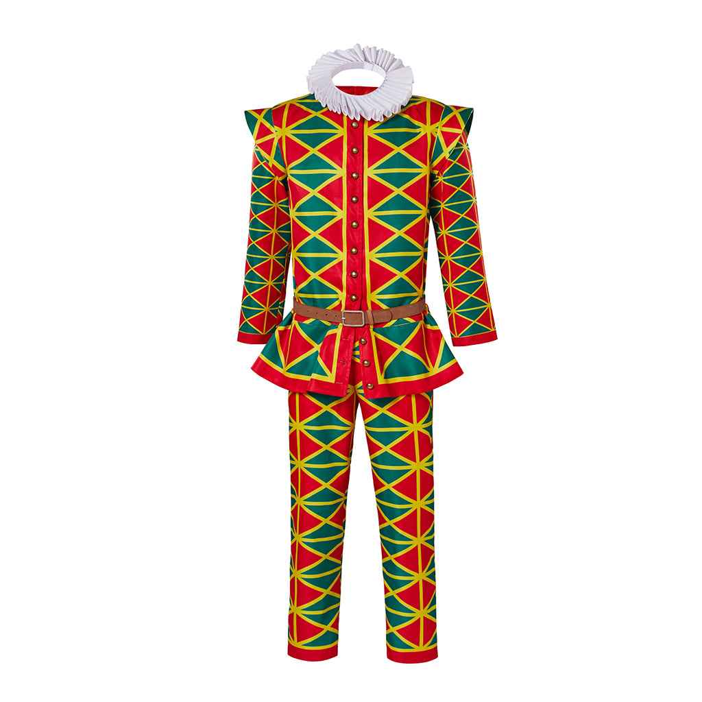 Medieval Style Colorful Diamond Patterned Suit for Historical Reenactments Cosplay Events Renaissance Fairs Halloween or Christmas Themed Parties