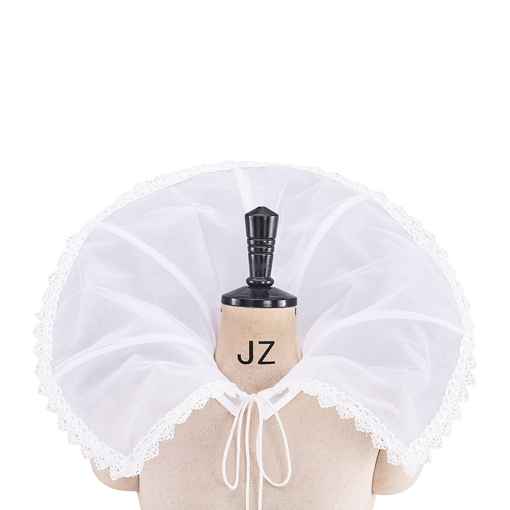 Medieval White Sheer Ruff Collar with Stiffened Design for Historical Reenactments Colonial Themed Gatherings Cosplay Events Halloween Christmas
