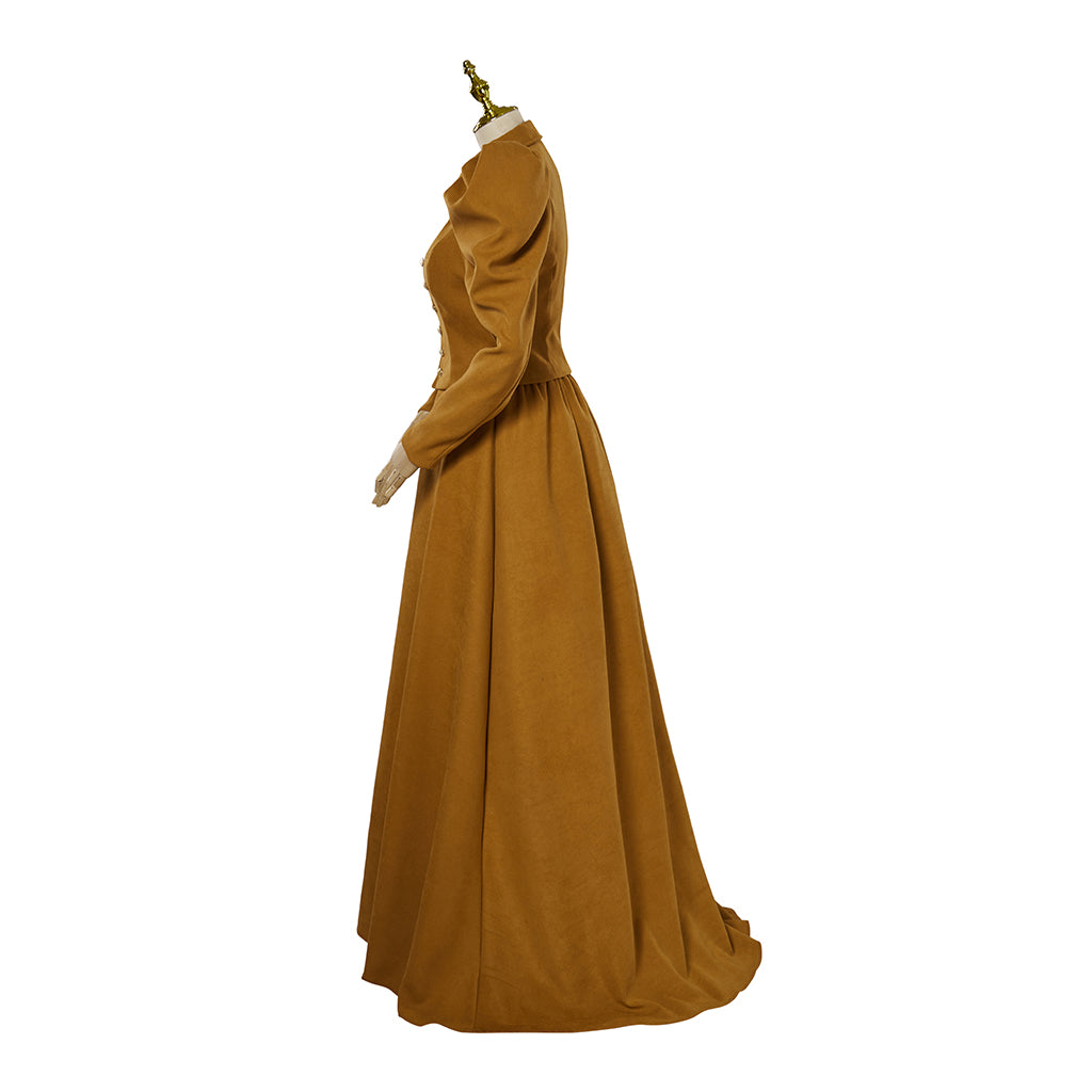Victorian Style Tawny Brown Gown with Puff Sleeves for Historical Reenactments Cosplay Events Victorian Themed Gatherings Halloween Christmas