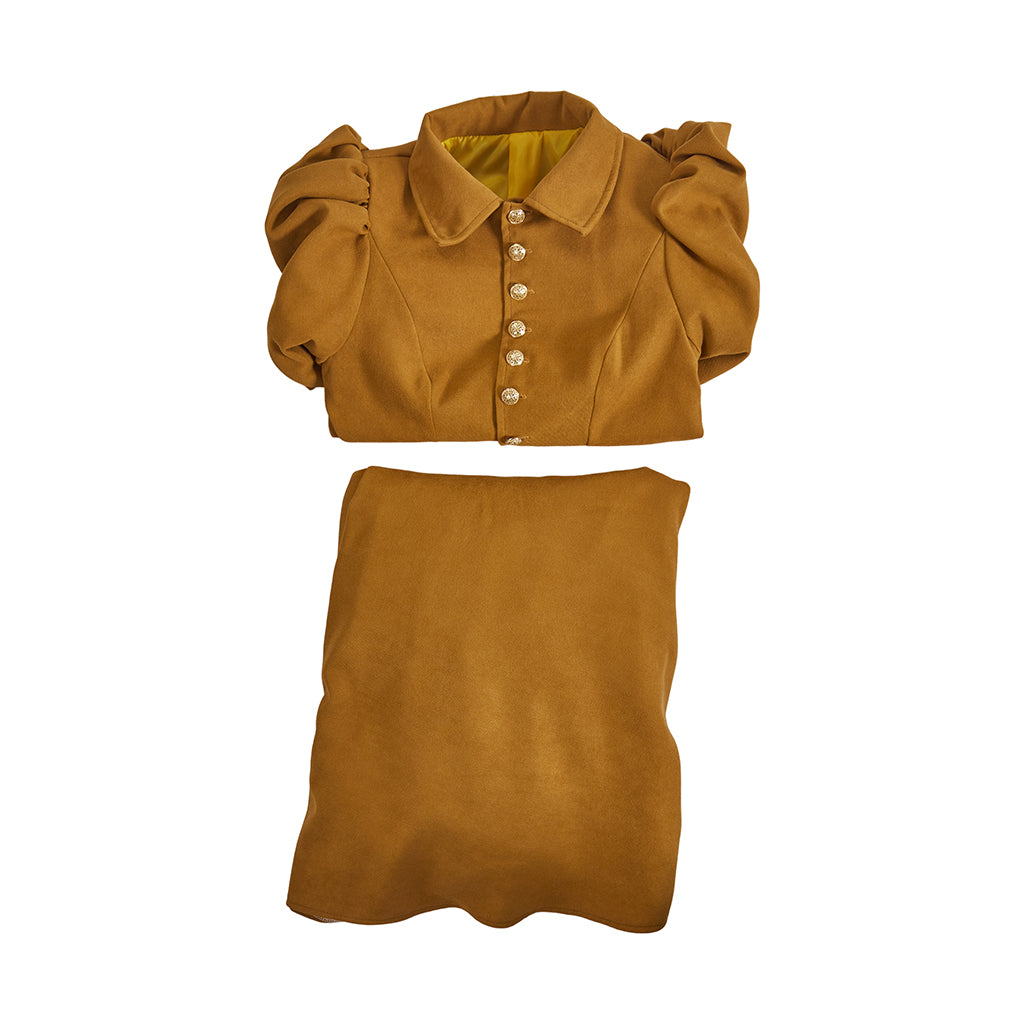 Victorian Style Tawny Brown Gown with Puff Sleeves for Historical Reenactments Cosplay Events Victorian Themed Gatherings Halloween Christmas