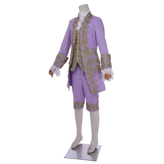 Medieval Men's Rococo Court Suit with Intricate Gold Embroidery Cosplay Stage Costume Adult Halloween Christmas Party Themed Outfit
