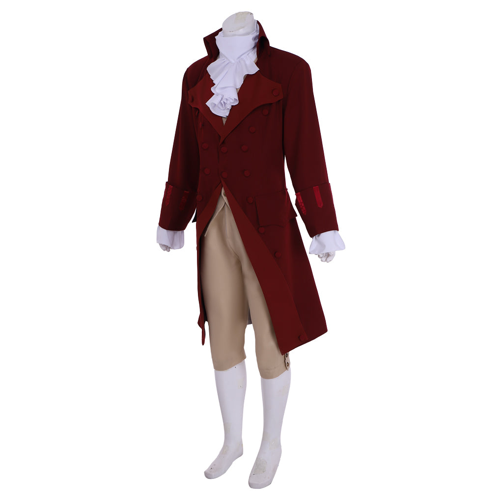 Medieval Men's Burgundy Rococo Court Suit Cosplay Stage Costume Adult Halloween Christmas Party Themed Outfit