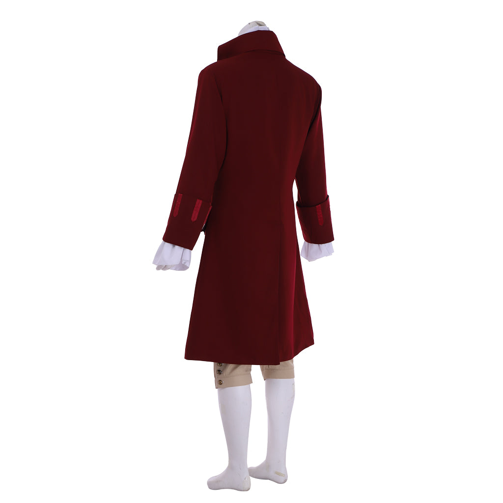Medieval Men's Burgundy Rococo Court Suit Cosplay Stage Costume Adult Halloween Christmas Party Themed Outfit