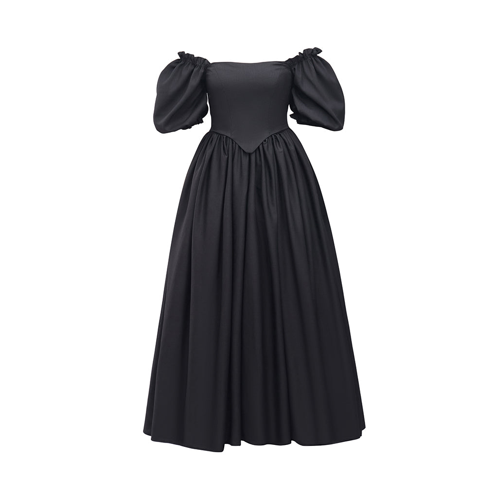 Medieval Style Off-shoulder Puff-sleeved White Maxi Dress for Historical Reenactments Medieval Themed Gatherings Halloween Christmas
