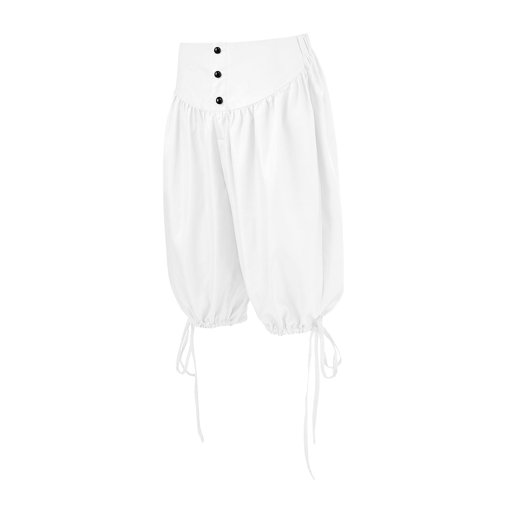 Medieval Style Black Breeches with High Waist Button Front and Ankle Ties for Historical Reenactments Cosplay Events Halloween