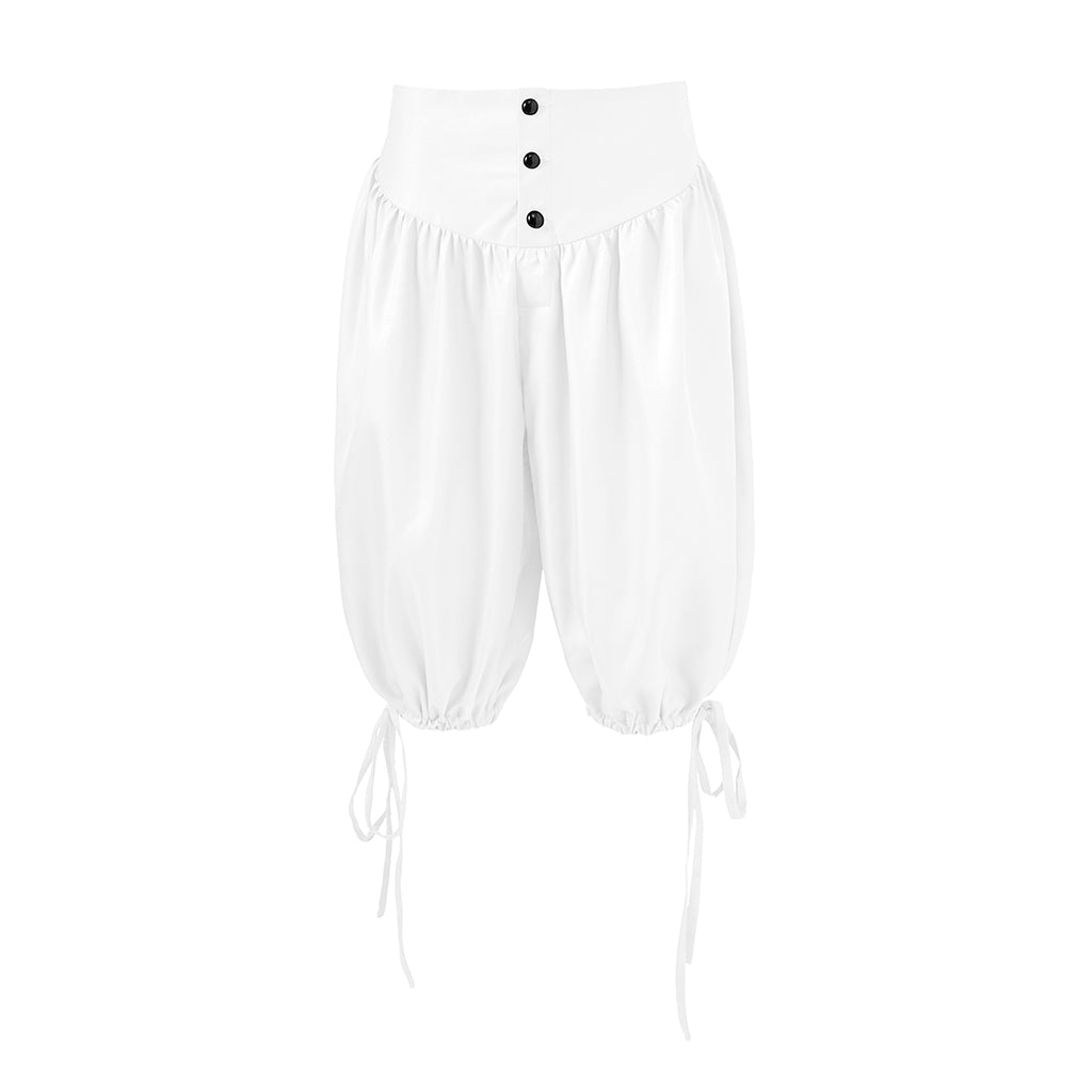 Medieval Style Black Breeches with High Waist Button Front and Ankle Ties for Historical Reenactments Cosplay Events Halloween