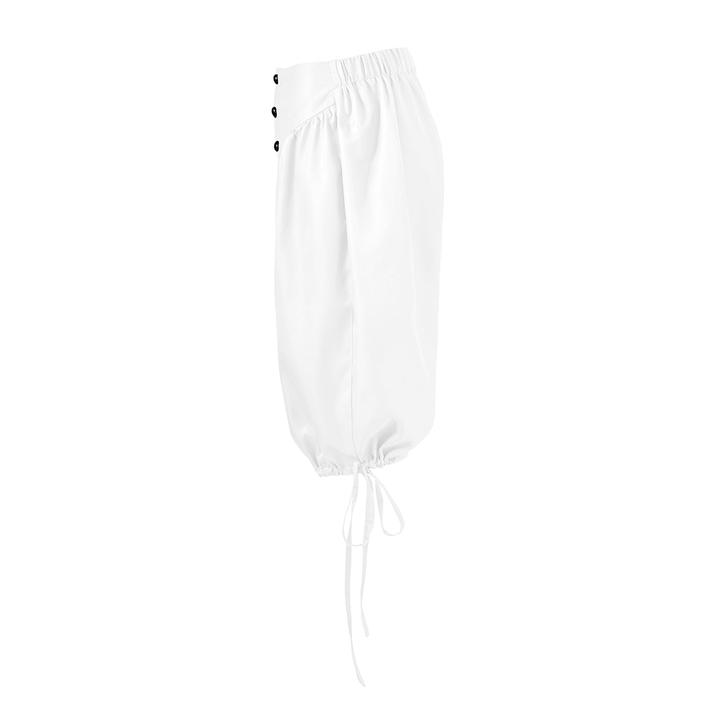 Medieval Style Black Breeches with High Waist Button Front and Ankle Ties for Historical Reenactments Cosplay Events Halloween