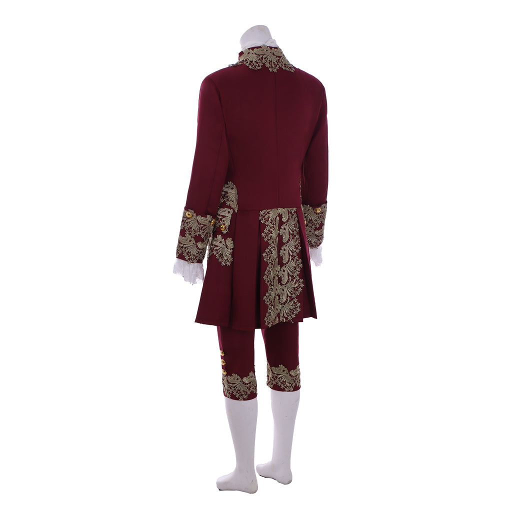 Medieval Men's Rococo Court Suit with Intricate Gold Embroidery Cosplay Stage Costume Adult Halloween Christmas Party Themed Outfit