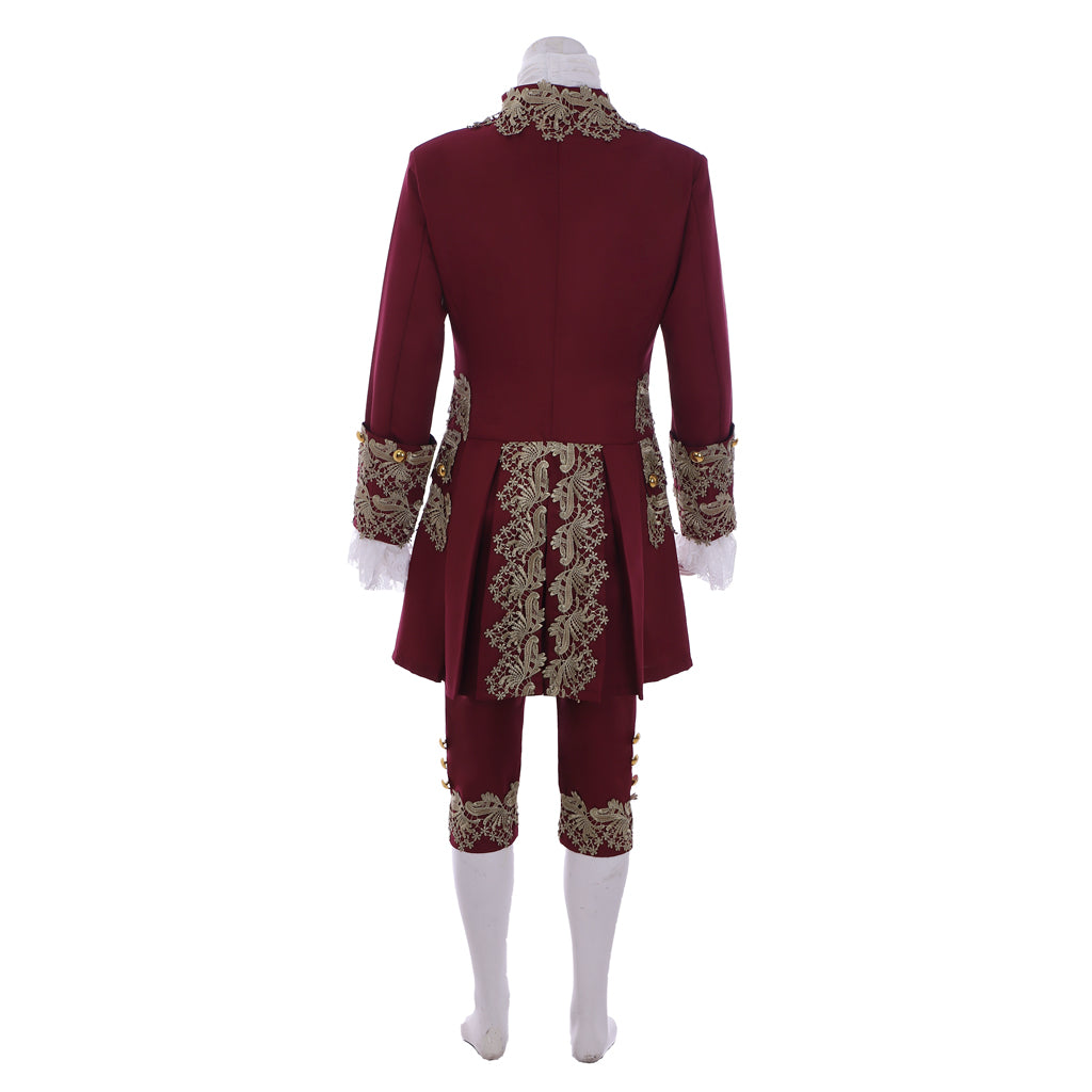 Medieval Men's Rococo Court Suit with Intricate Gold Embroidery Cosplay Stage Costume Adult Halloween Christmas Party Themed Outfit