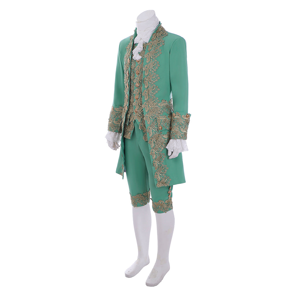 Medieval Men's Rococo Court Suit with Intricate Gold Embroidery Cosplay Stage Costume Adult Halloween Christmas Party Themed Outfit