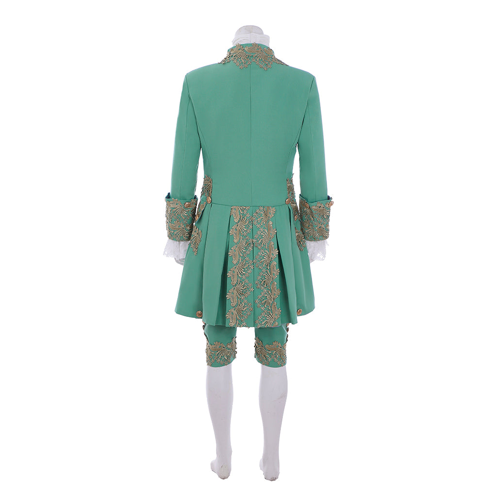 Medieval Men's Rococo Court Suit with Intricate Gold Embroidery Cosplay Stage Costume Adult Halloween Christmas Party Themed Outfit