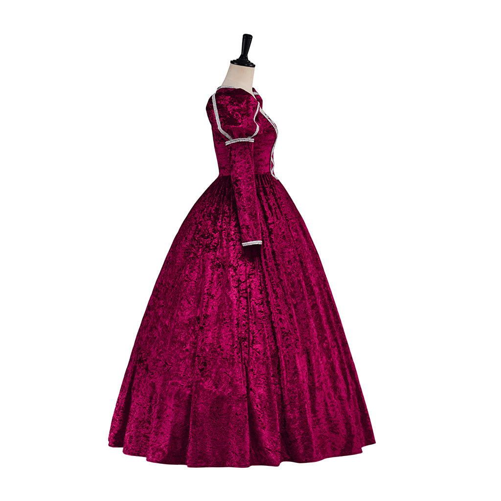 Medieval Green Long Sleeved Gown with White Headpiece for Historical Reenactments Halloween and Christmas Celebrations