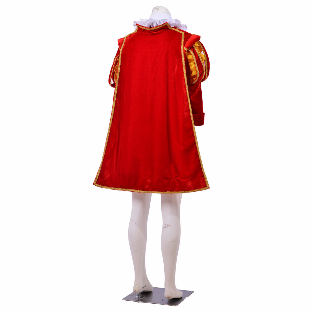 Medieval Men's Red Velvet and Gold Accented Royal Court Costume Cosplay Stage Outfit Adult Halloween Christmas Party Themed Outfit
