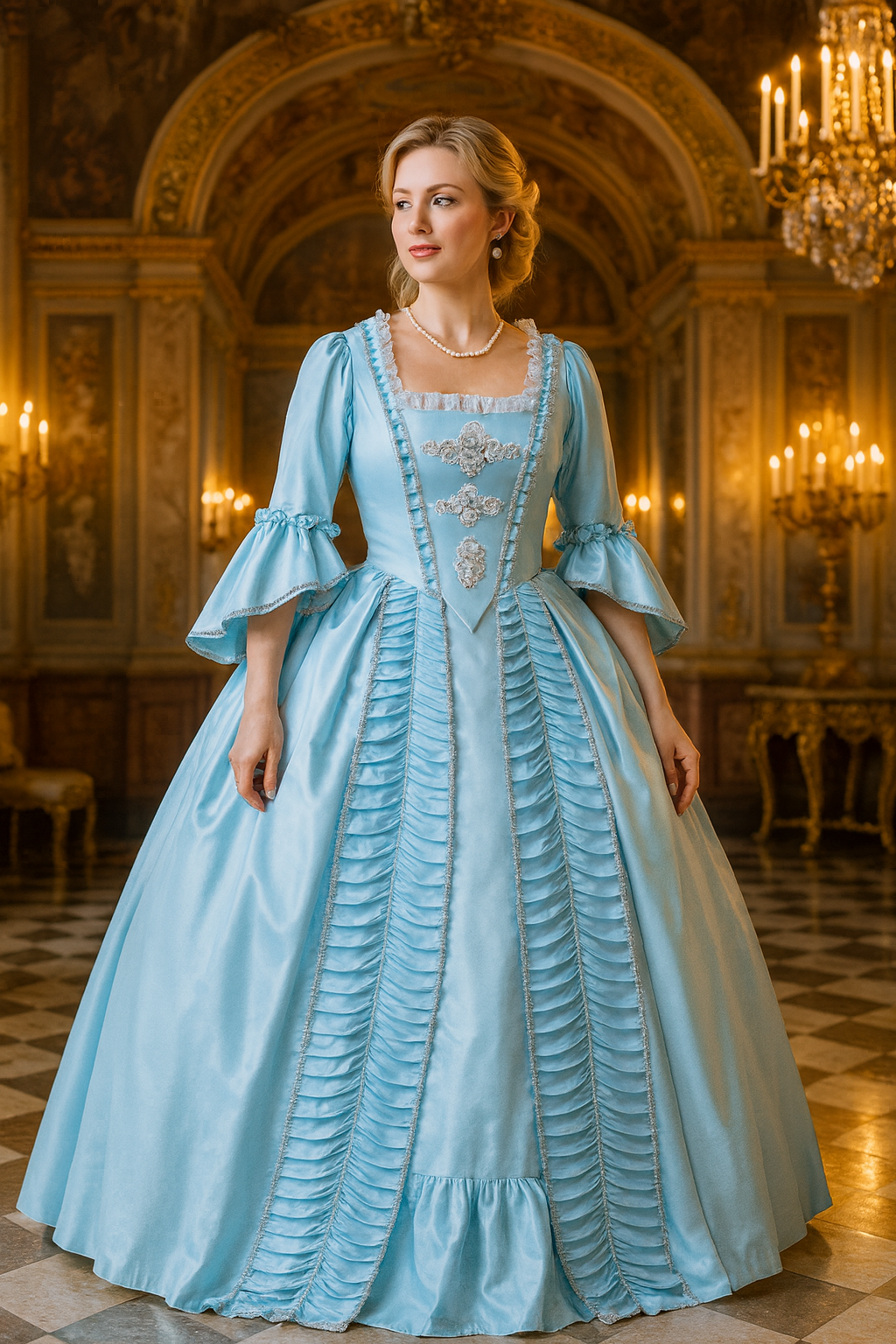 18th Gothic Rococo Dress Party Costume Prom Dress Princess Shakespeare Solid Ball Gown Blue Trumpet Sleeve Women's Royal Christmas Halloween Carnival Party Evening Dress Masquerade Adults' Dress All Seasons