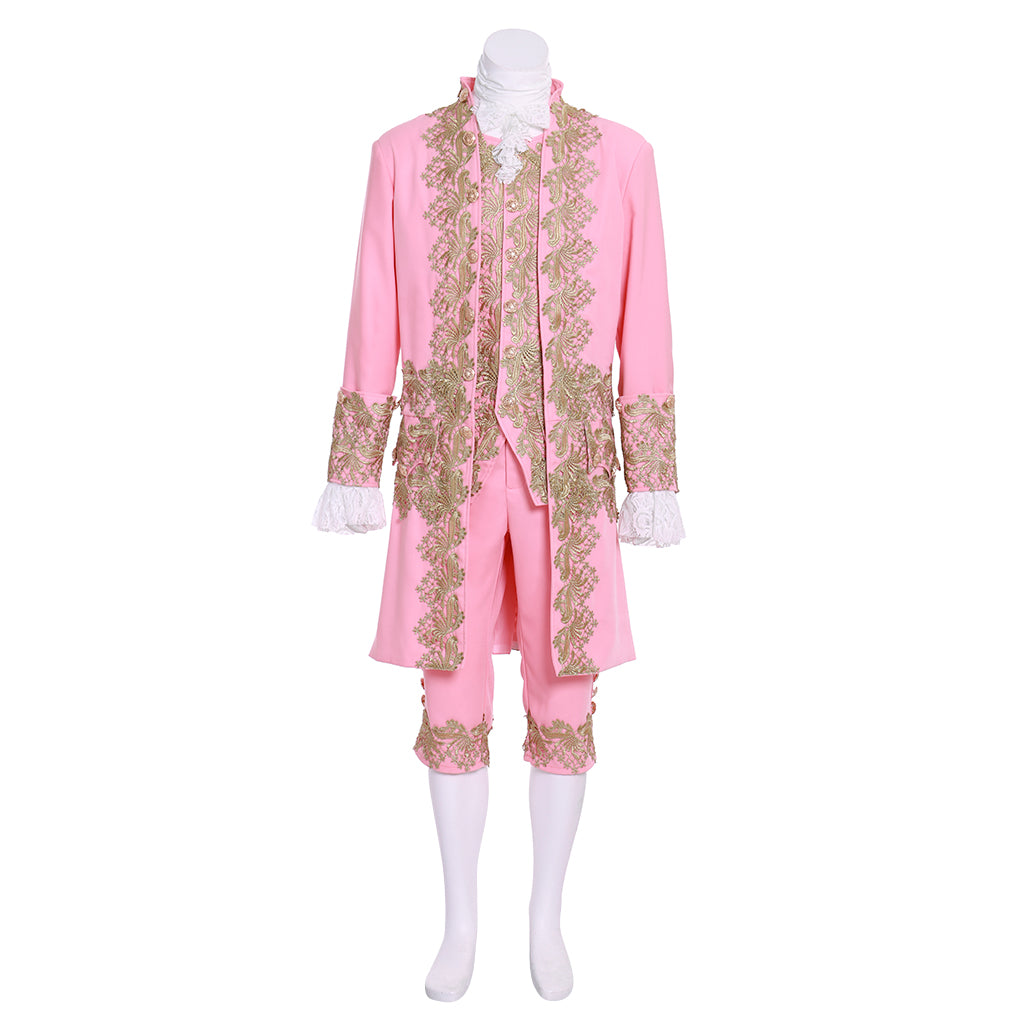 Medieval Men's Rococo Court Suit with Intricate Gold Embroidery Cosplay Stage Costume Adult Halloween Christmas Party Themed Outfit