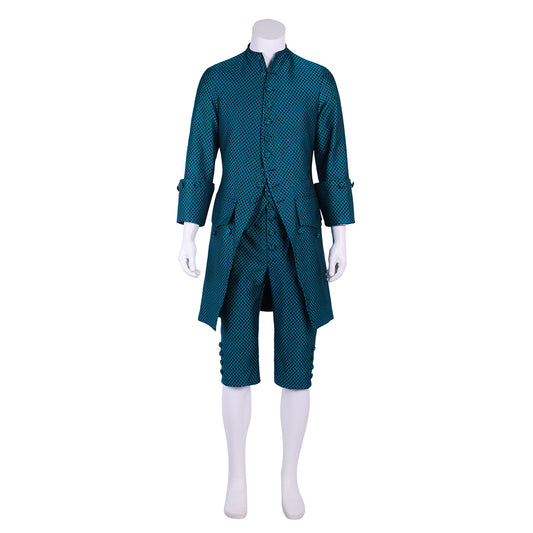 Medieval Men's Teal Elegant - Styled Aristocratic Court Costume Cosplay Stage Outfit Adult Halloween Christmas Party Themed Outfit